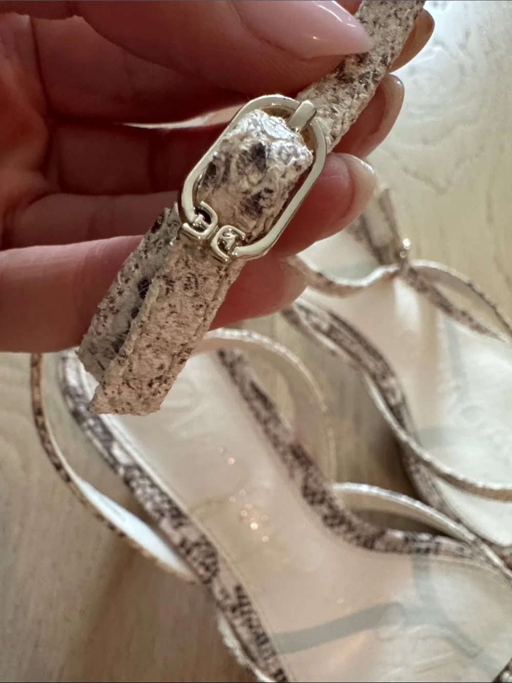 Snake-Print Strappy Women’s Sandals in Neutral